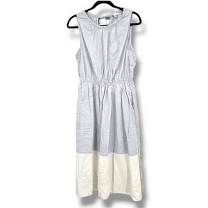 Free Assembly Midi Dress Sleeveless Casual Summer Dress‎ Blue White L